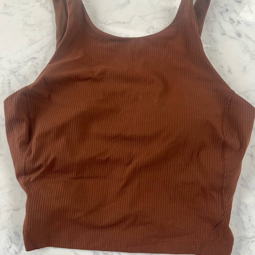 Brown Ribbed Women's Top